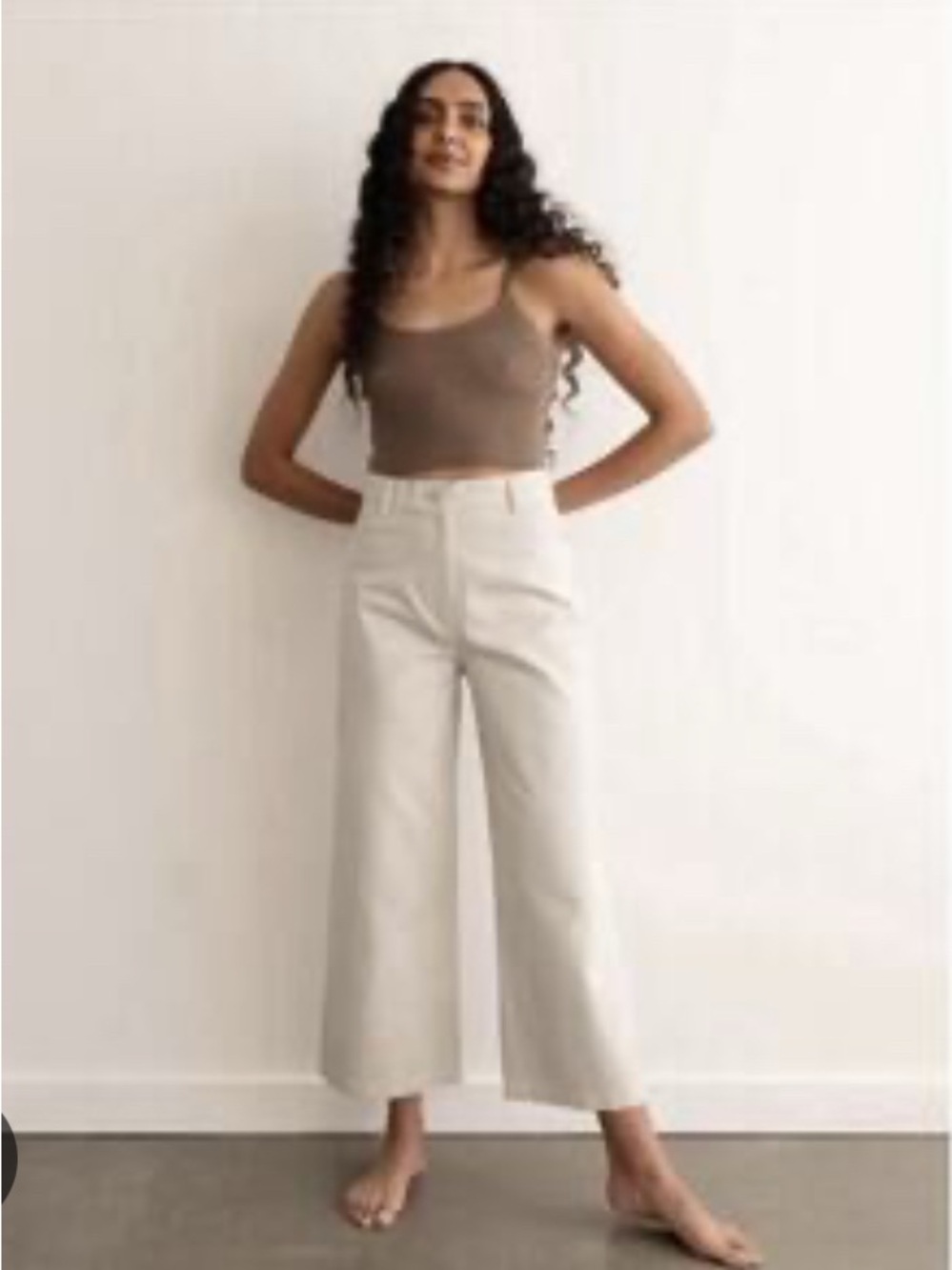 First Rite cotton Wide Leg Cropped Pants in Stone
